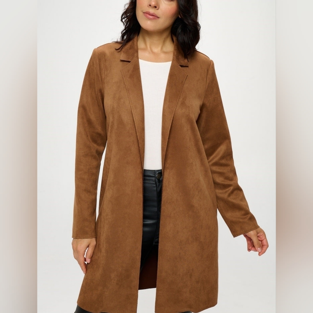 Elegant Brown Suede Blazer for Women